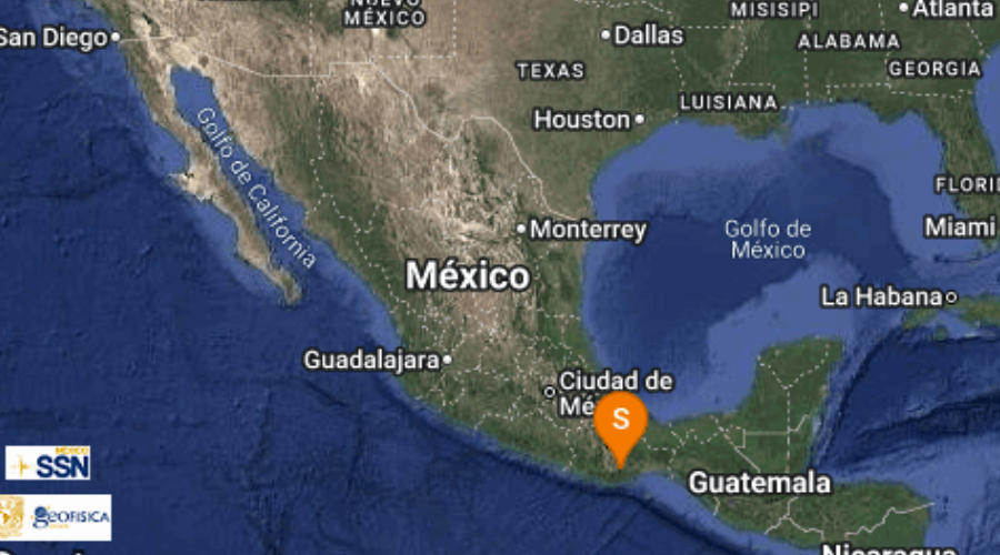 El Servicio Sismológico Nacional reporta sismo en Oaxaca.