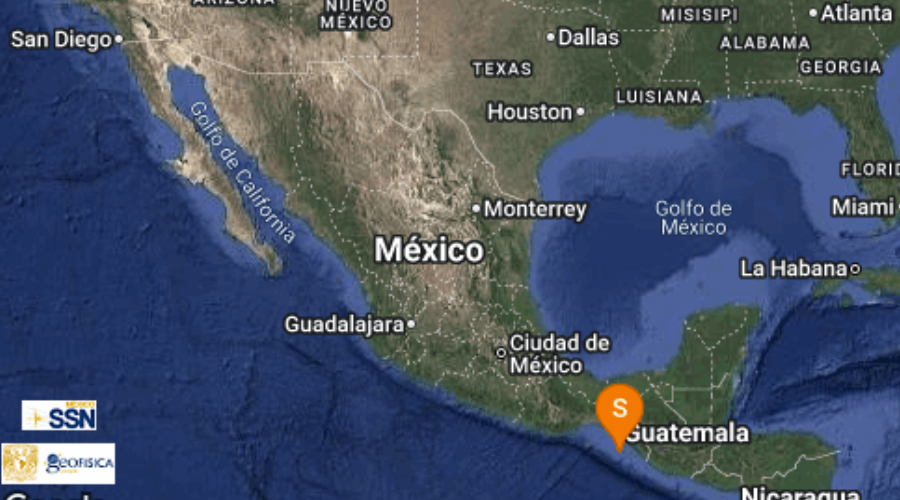 El Servicio Sismológico Nacional reporta sismo en Chiapas.