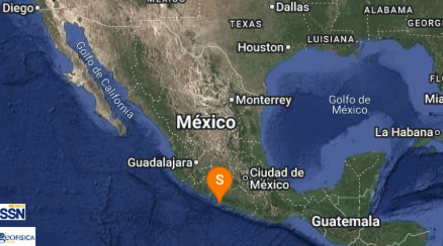 El Servicio Sismológico Nacional reporta sismo en Guerrero.