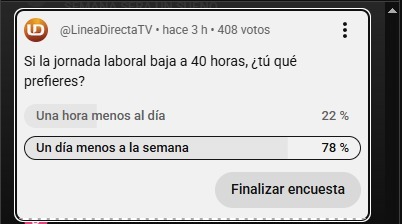 Encuesta realizada por Línea Directa a través de YouTube.