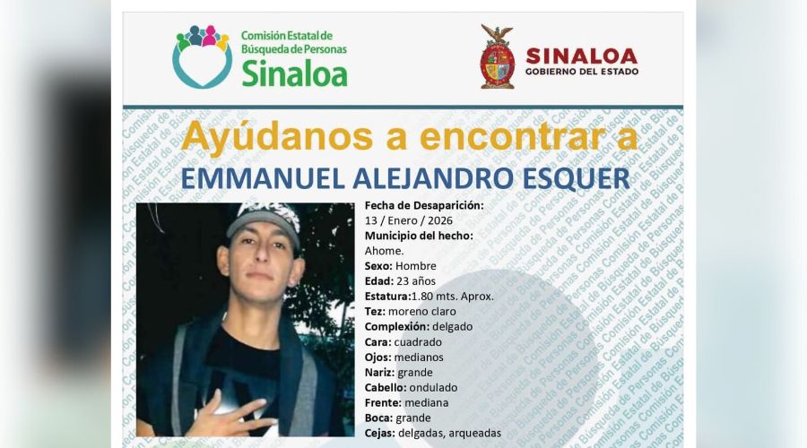 Ficha de búsqueda de una persona con información personal y una fotografía
