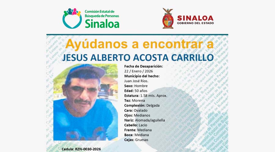 Ficha de búsqueda Jesús Alberto Cota