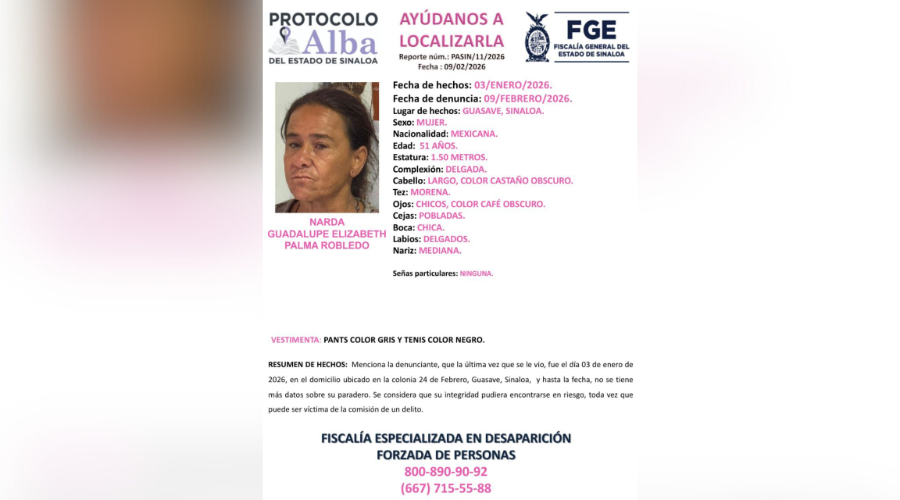 Ficha de búsqueda de una mujer