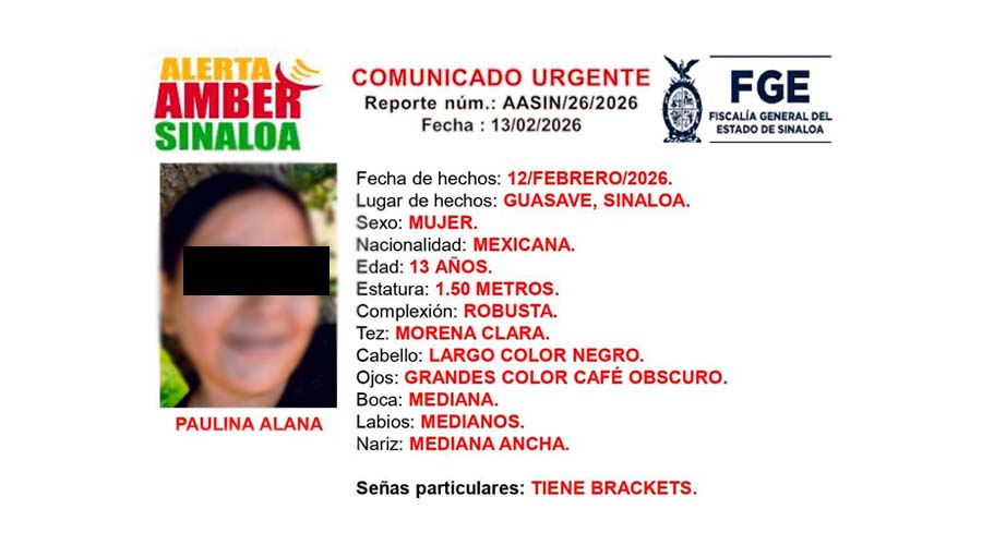 Fiscalía desactiva ficha de búsqueda de Paulina Alana