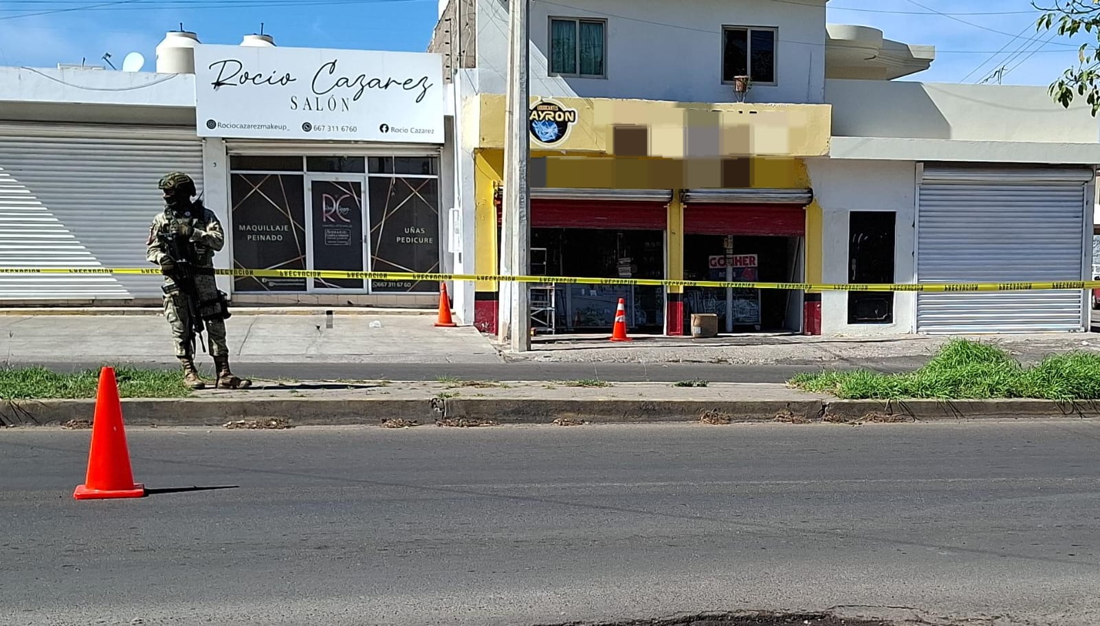 Zona acordonada junto con la presencia del Ejército Mexicano.