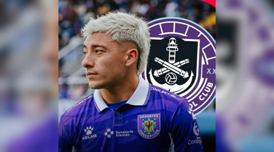 Nuevo jugador del Mazatlán con el logo de los cañoneros detrás de el de