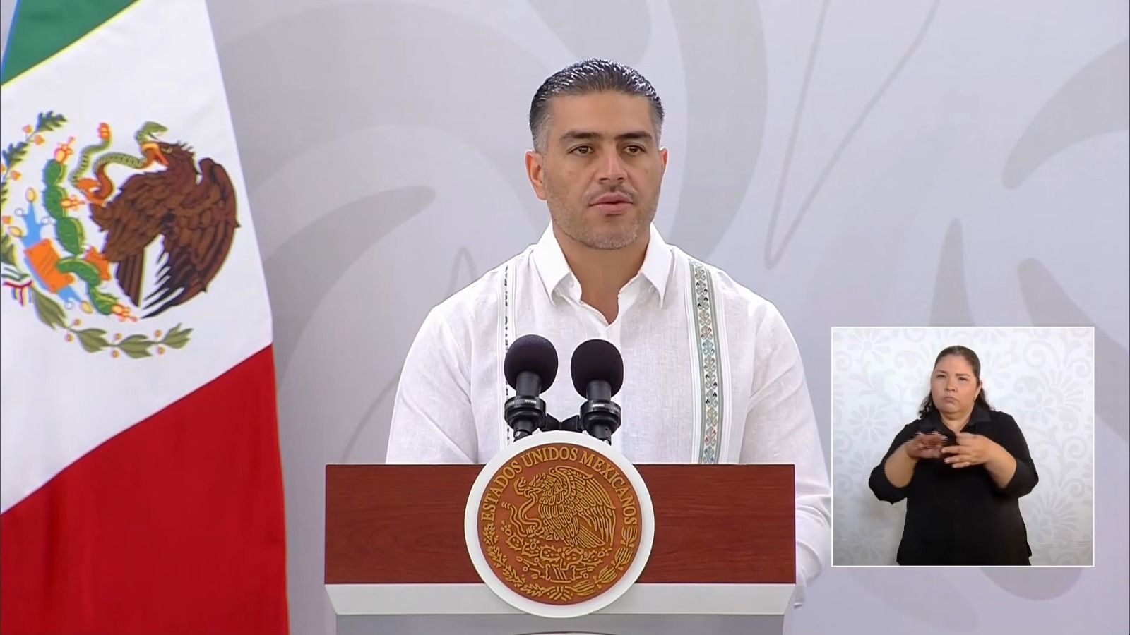 Omar García Harfuch durante la mañanera del 27 de febrero en Mazatlán, Sinaloa