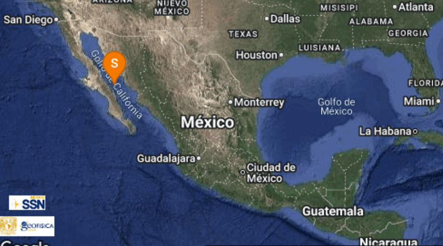 El Servicio Sismológico Nacional reporta sismo en Baja California.