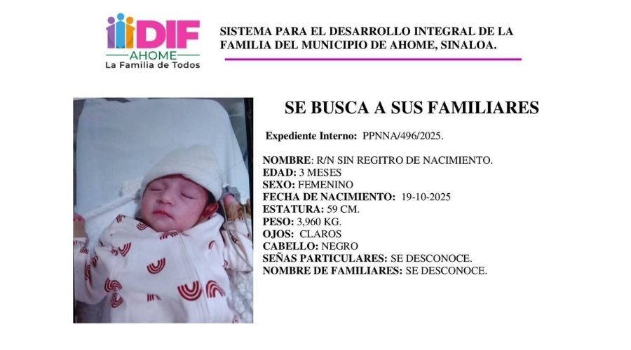 Padres dejan abandonada a pequeña recién nacida