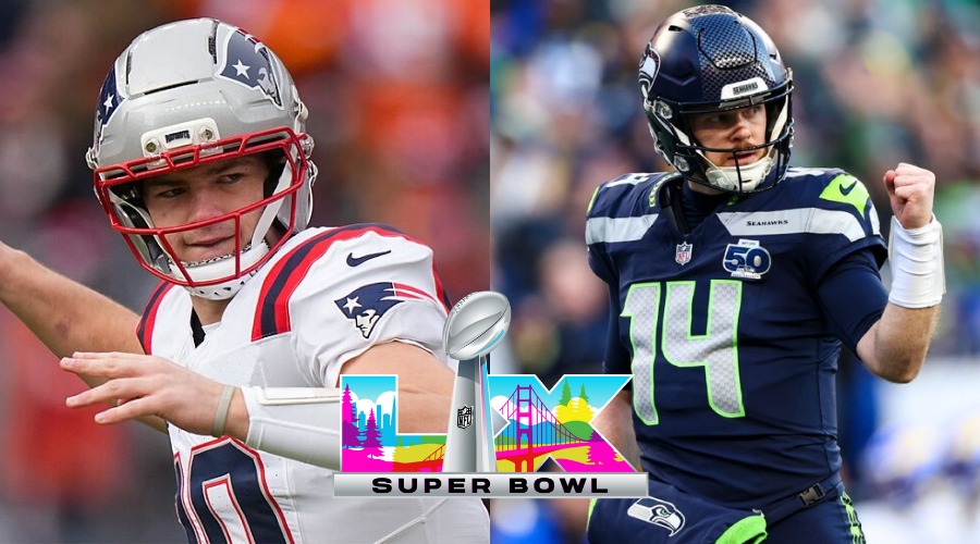 Jugadores de fútbol américano de los equipos de Patriots y Seahawks