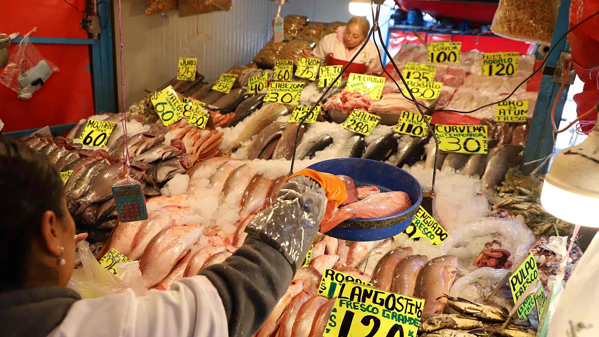 Puesto de pescados y mariscos