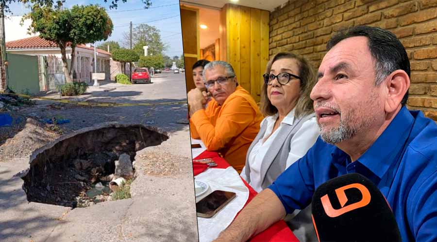 Regidores sobre socavón en Guasave