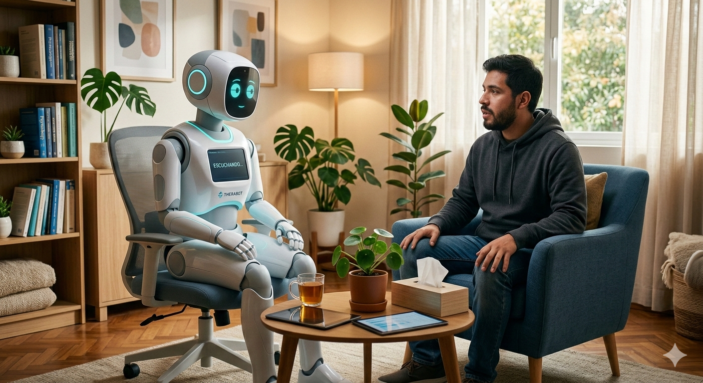 Robot atiende a paciente de terapia psicológica