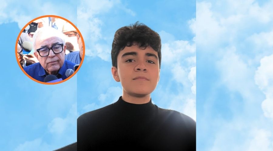 El gobernador Rocha Moya en un círculo y un diseño de Ricardo Mizael