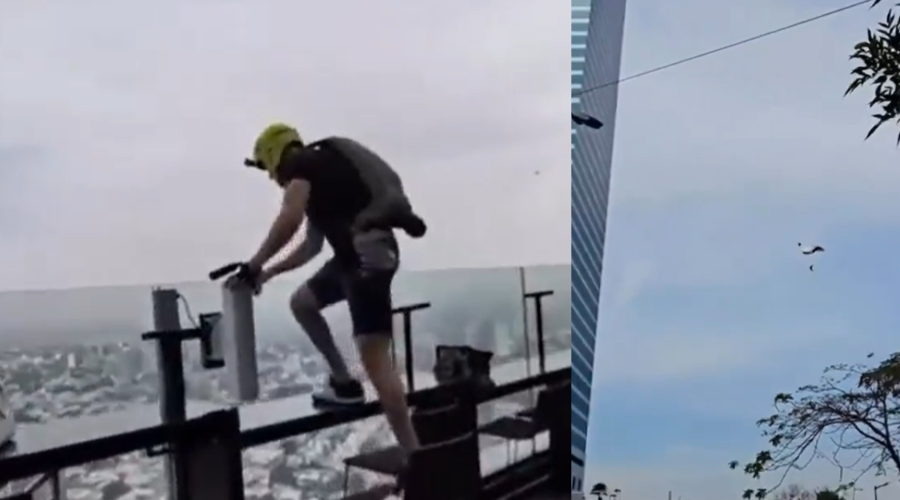 Hombre salta en paracaídas