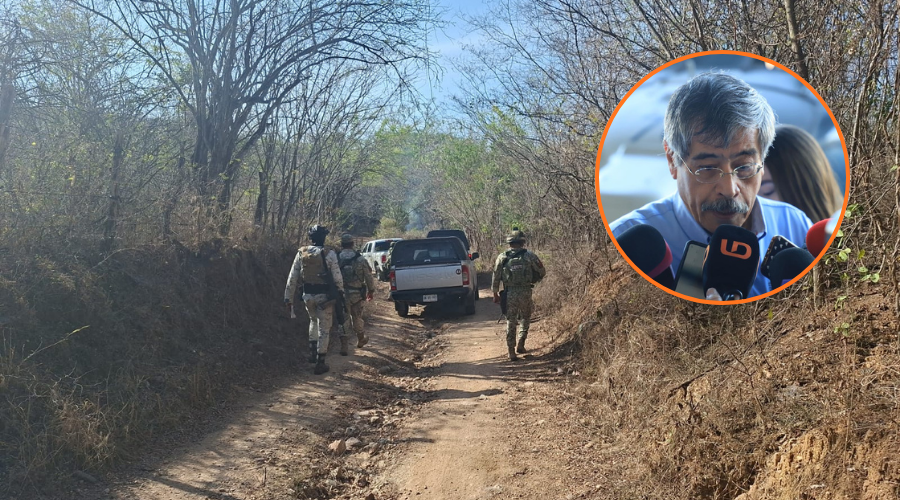 En grande autoridades de seguridad asegurando una zona serrana y en circulo Óscar Loza Ochoa