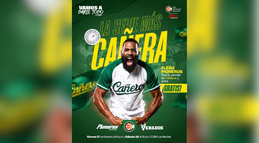 Cartel promocional de serie cañera con jugador gritando en el medio con la casaca de cañeros