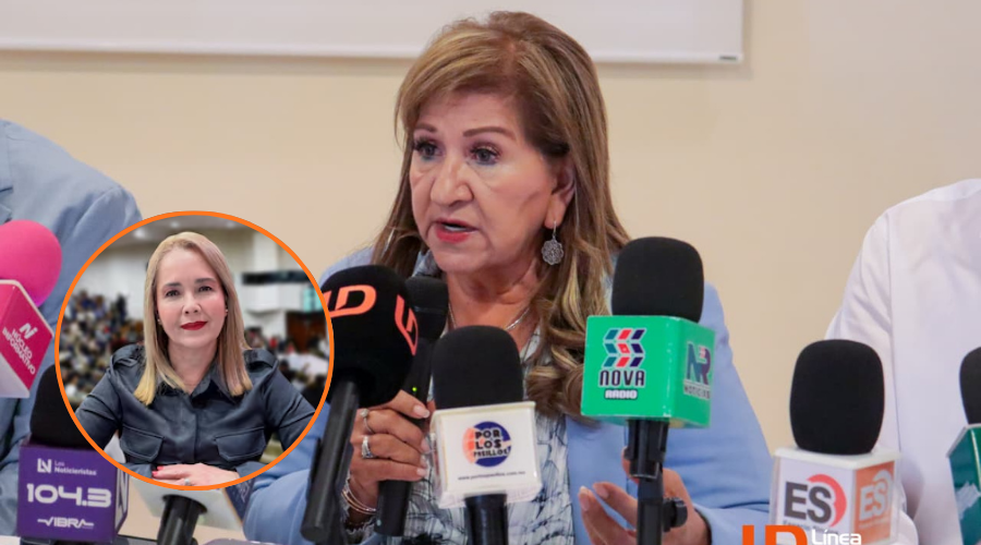 En grande Tere Guerra en conferencia de prensa y en circulo Eli Montoya