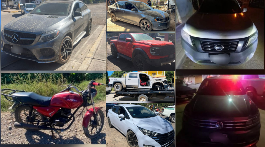 Vehículos algunos con daños y otros en buen estado con las placas blureadas