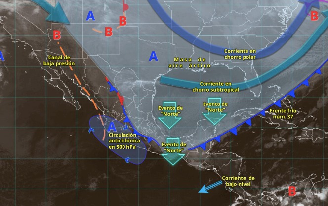 mapa de clima en mexico este 23 de febrero