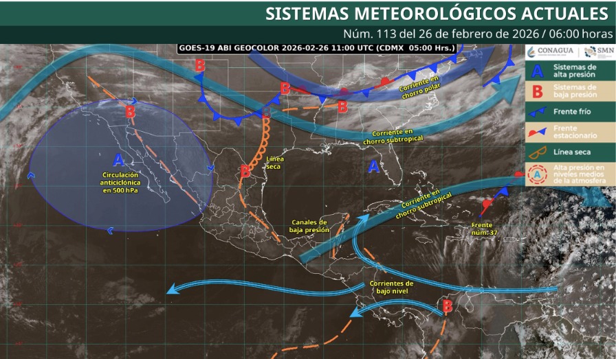 mapa del pronostico del tiempo en mexico