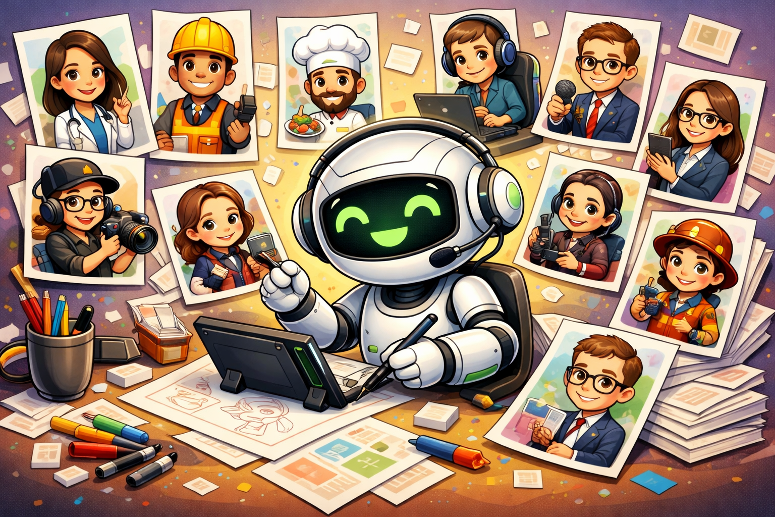 robot dibujando caricaturas