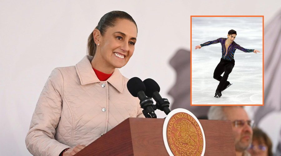 Claudia Sheinbaum y un cuadro de Donovan Carrillo