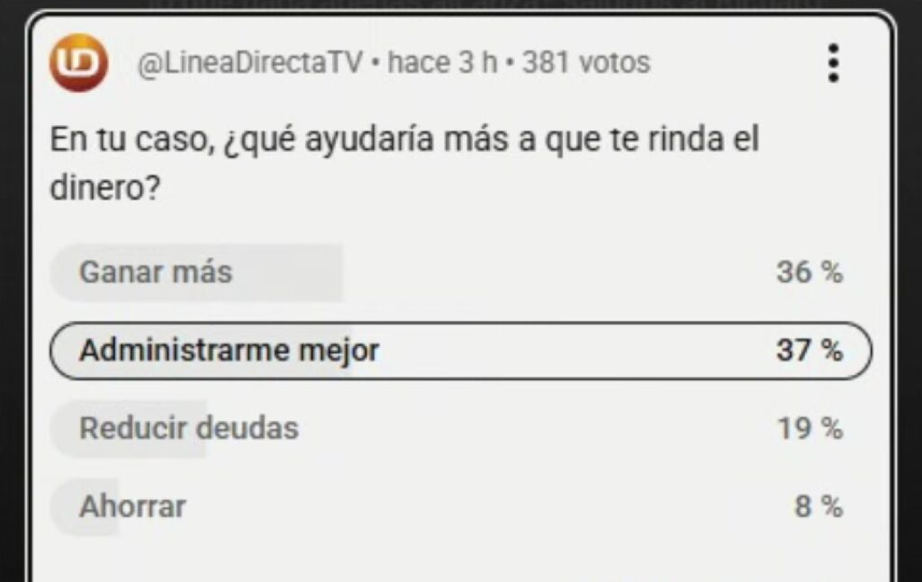 Captura de Pantalla de encuesta realizada Por línea Directa