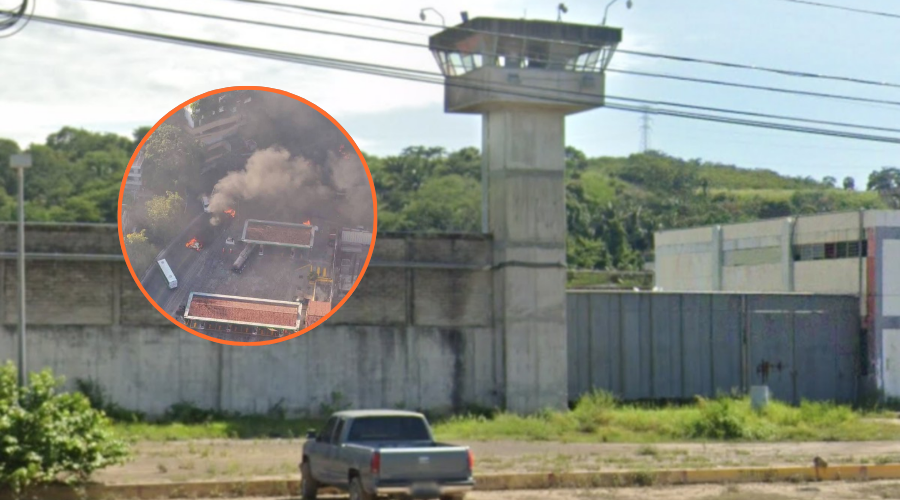 Penal de Puerto Vallarta con circulo de carros incendiados