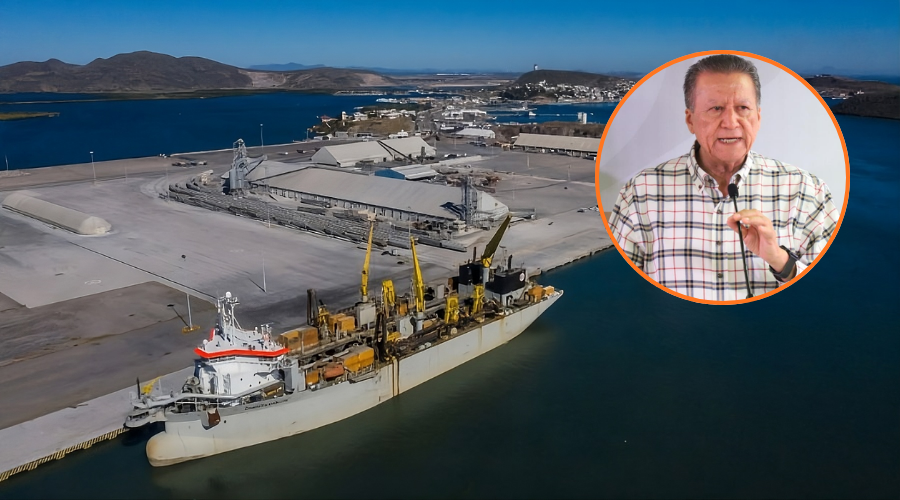 En grande construcción de la planta de Mexinol en Topolobampo y en circulo Feliciano Castro