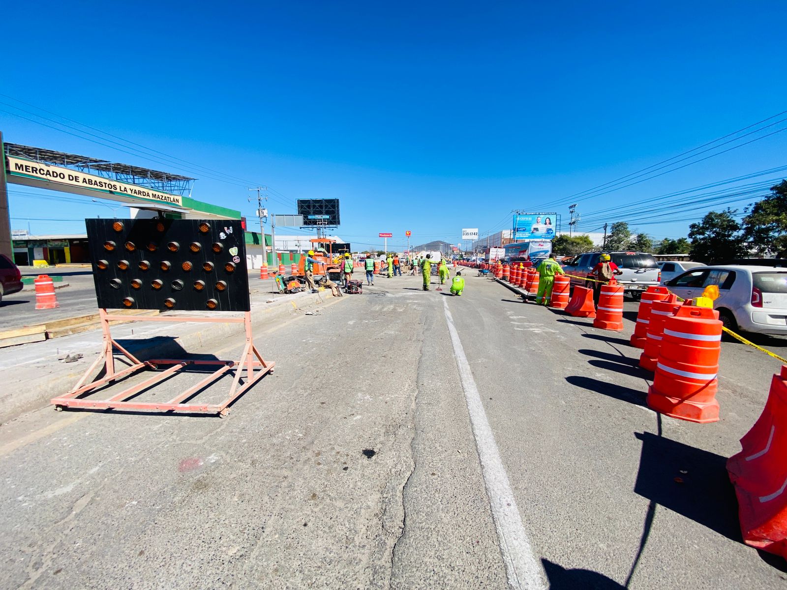Obras de construcción en una calle