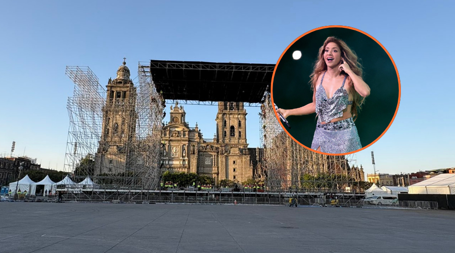 Zócalo de la CDMX con círculo de fotografía de Shakira.