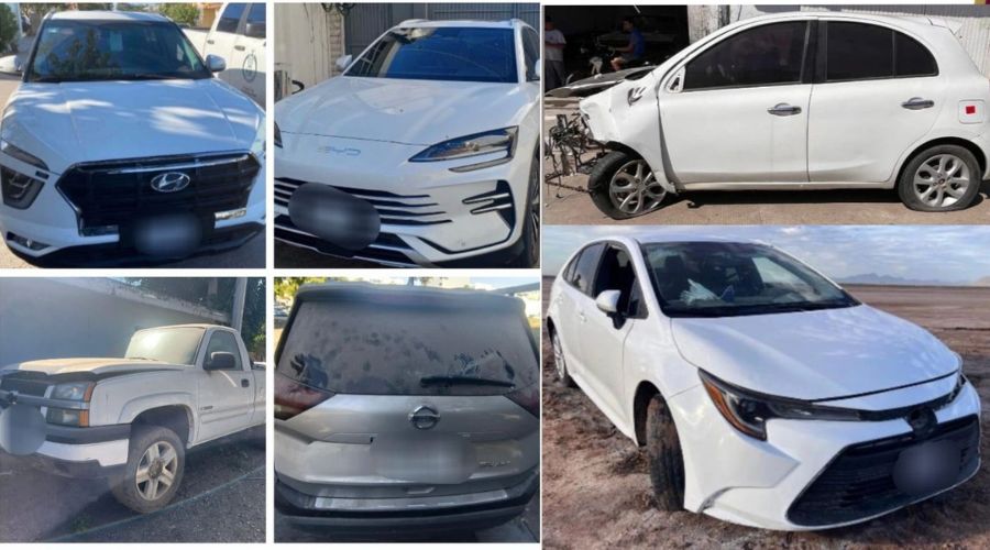 Seis carros de diferentes colores que fueron localizados