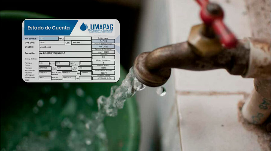 Recibo del agua en Guasave y grifo de agua potable