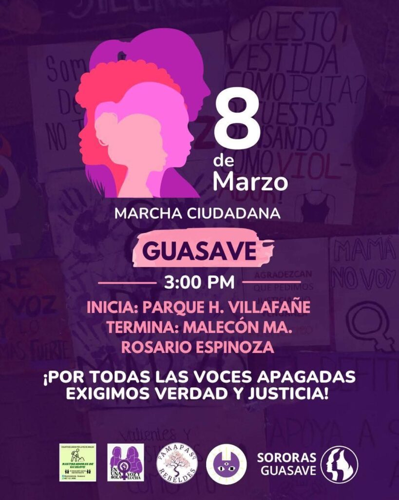 Flyer de una marcha por el 8 de marzo en Guasave