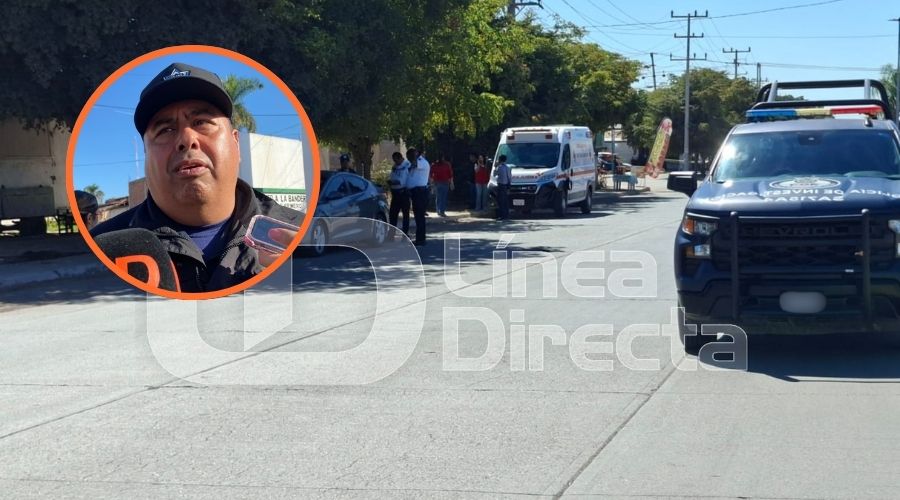 Calle junto a unidades de la Fiscalía General de Investigación junto a un círculo con Juan de Dios López Rubio