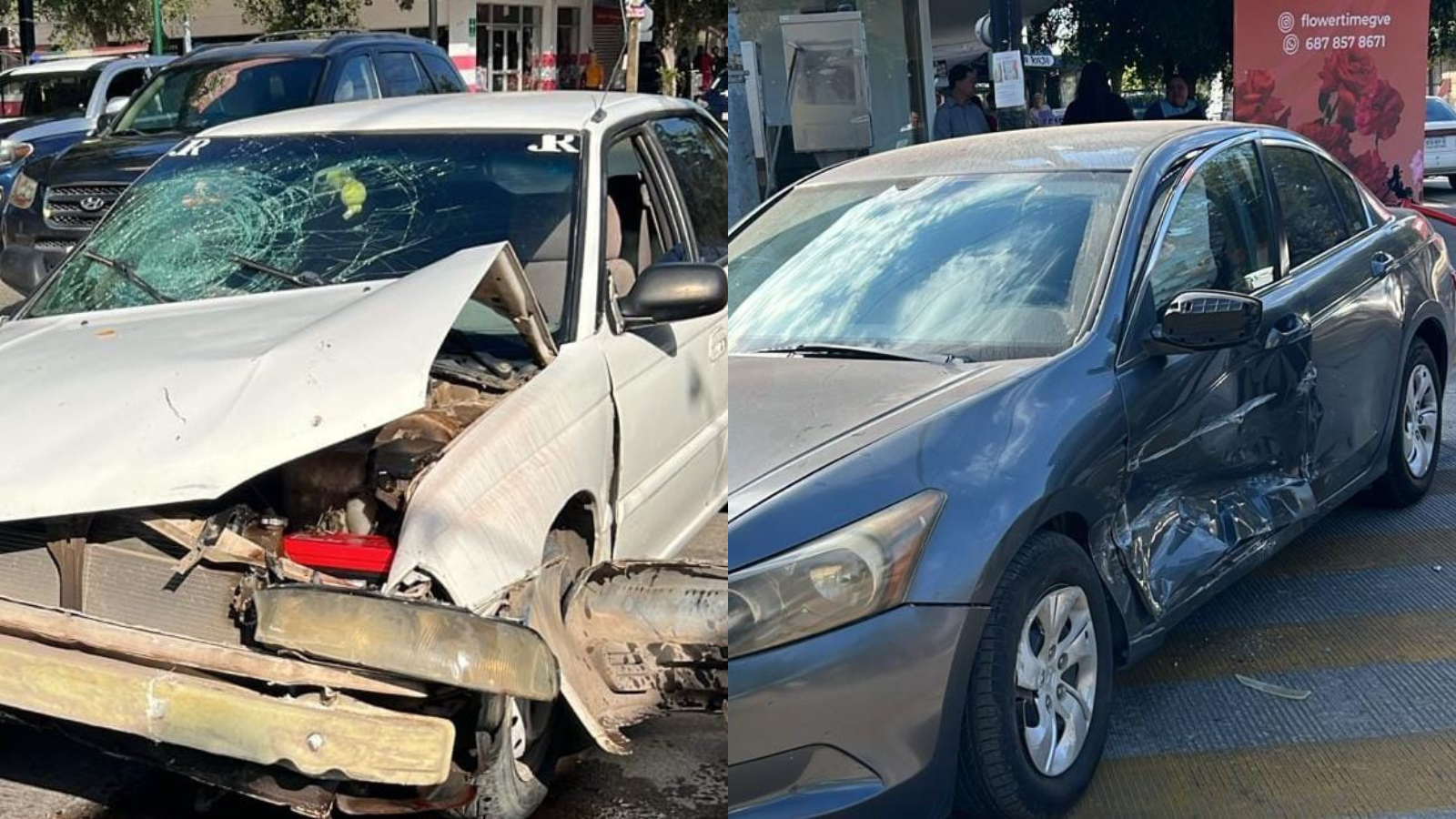 Se registra aparatoso choque en el Centro de Guasave