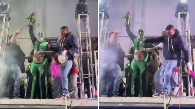 VIDEO: Aficionado cae desde balcón durante entrada de Mr. Iguana en Xalapa, Veracruz