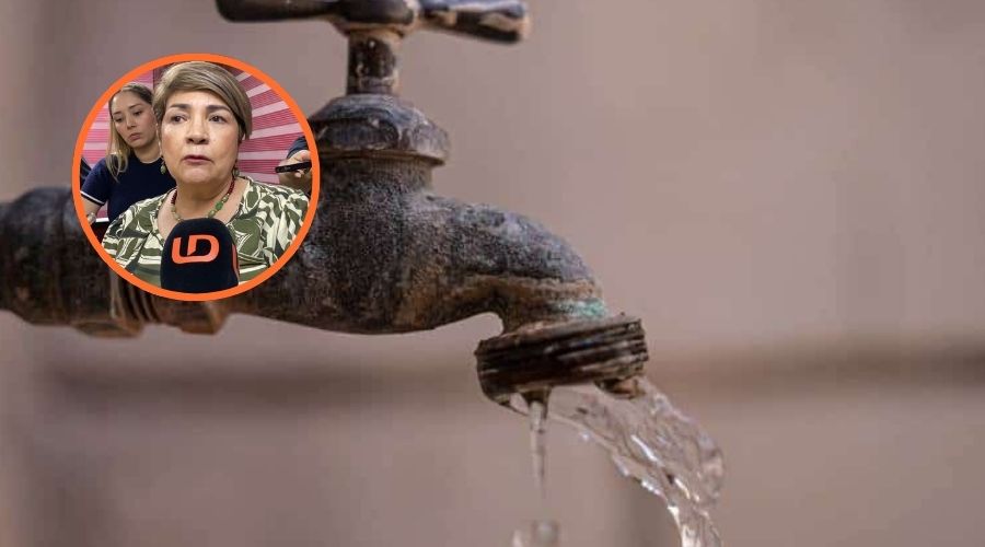 Llave con agua potable junto a a la alcaldesa de Guasave en un circulo