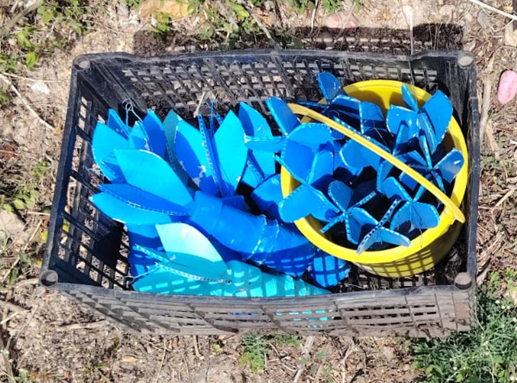 Explosivos en una caja de plástico