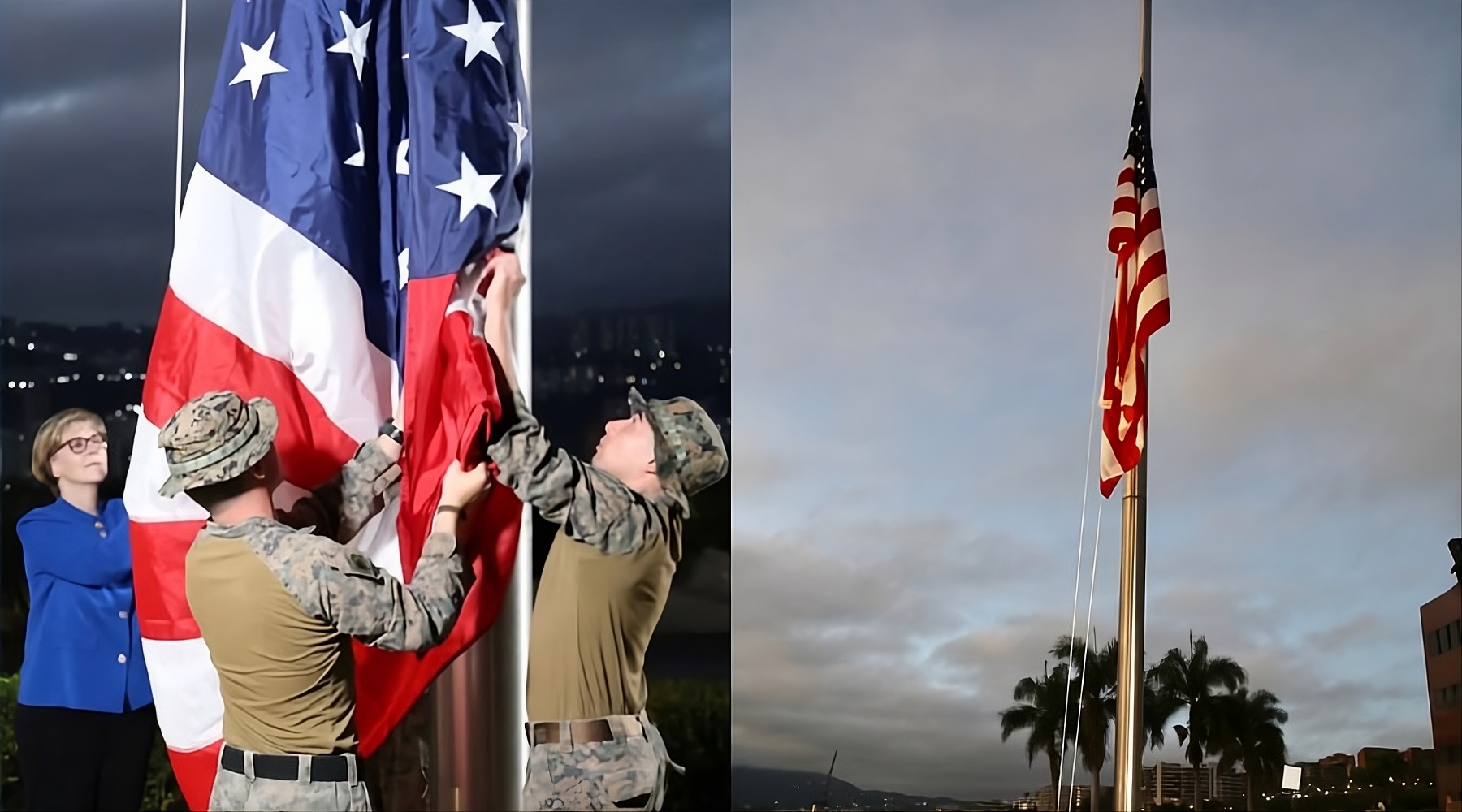 Militares izando la bandera de Estados Unidos