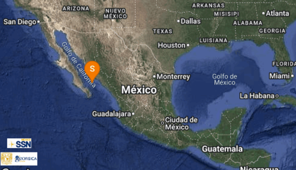 Sismo de magnitud 4.5 se registra frente a costas de Sinaloa