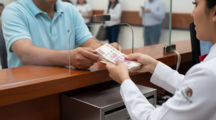 Persona en la ventanilla de un banco