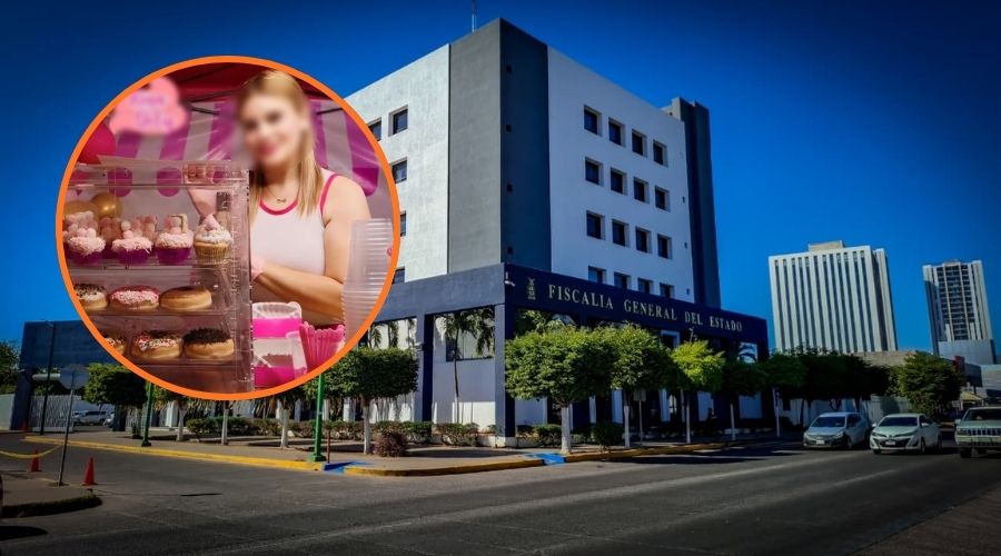 Carmiña Miroslava en un círculo y al fondo la FGE