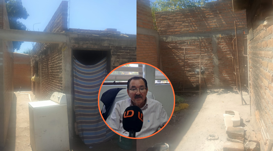 Víctor Manuel Lim Zavala y de fondo la vivienda en La Arrocera