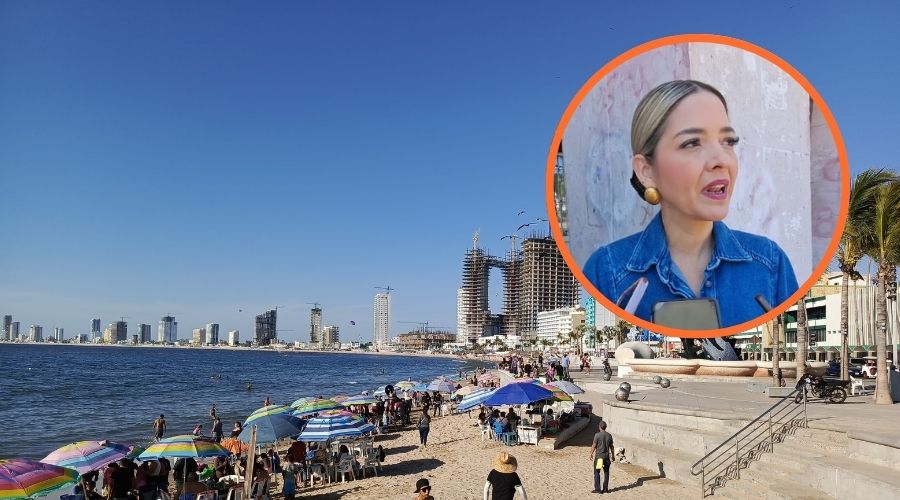 Playa de Mazatlán junto a Estrella Palacios