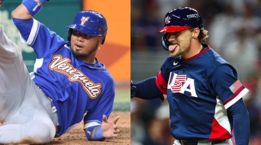 Jugadores de beisbol de los equipos de Venezuela y Estados Unidos