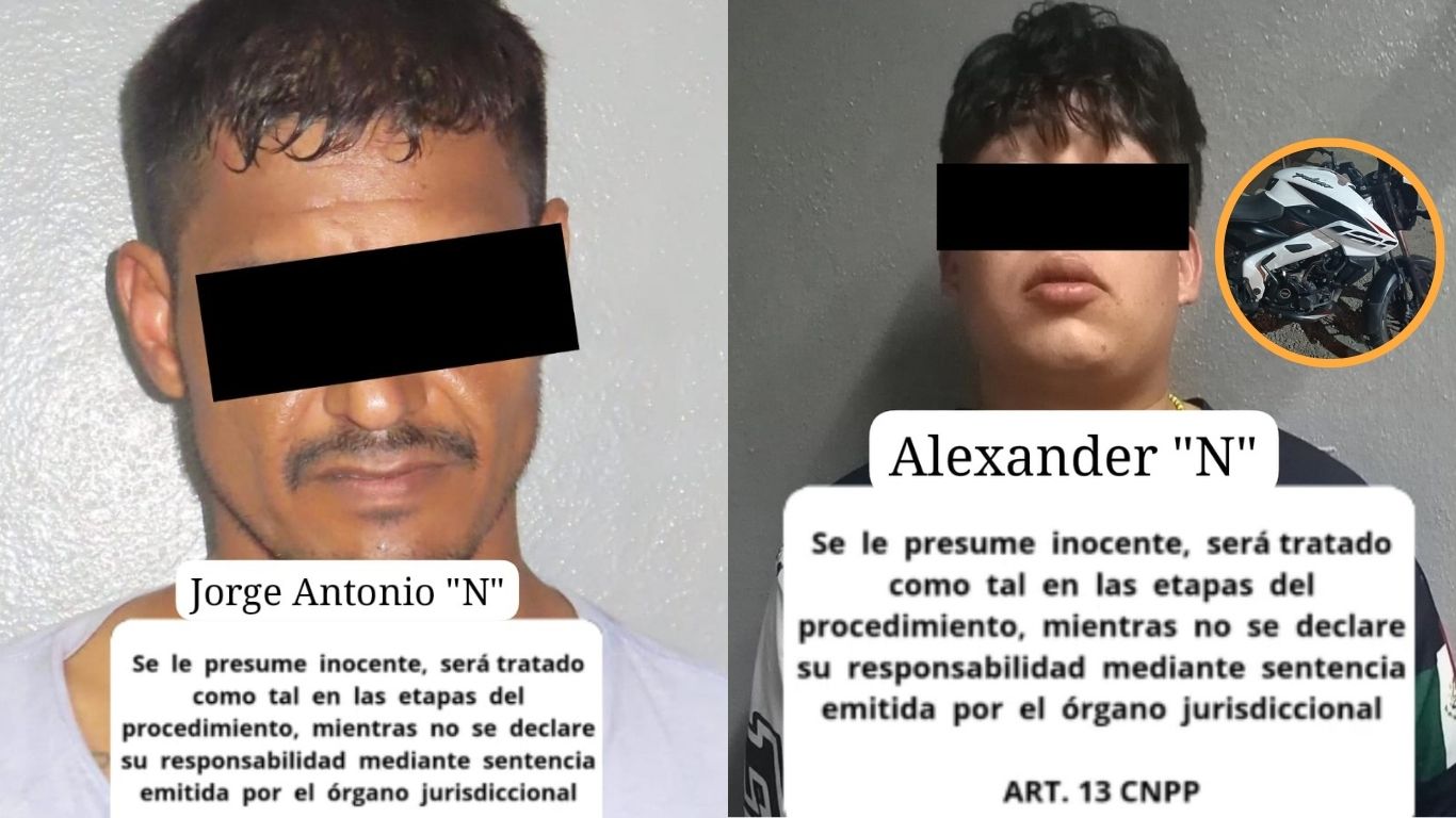 imágenes de detenidos y motocicleta