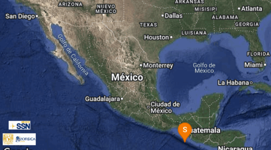 mapa con reporte de sismo en México