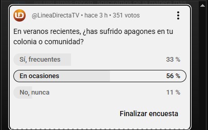captura de pantalla de encuesta hecah en el canal de youtube de Línea Directa